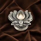 Pure Silver Lotus Diya | Elegant Silver Puja Oil Lamp | Sacred Home Decor & Auspicious Gift