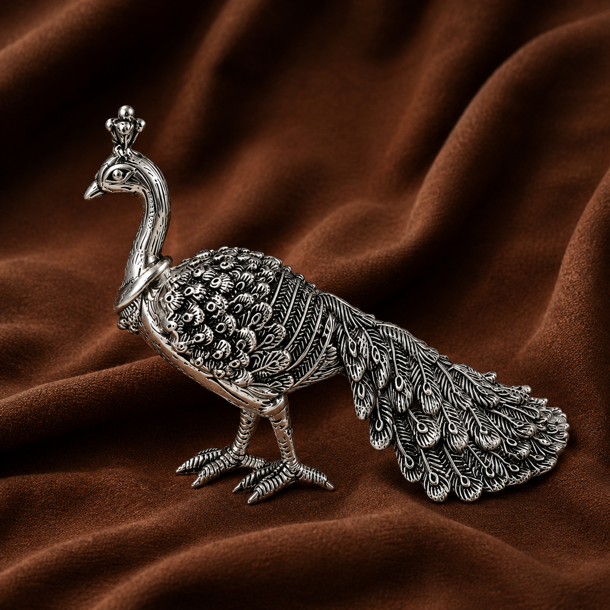 Pure Silver Peacock | 999 Silver Peacock Figurine