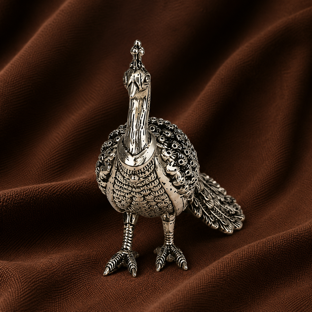 Pure Silver Peacock | 999 Silver Peacock Figurine