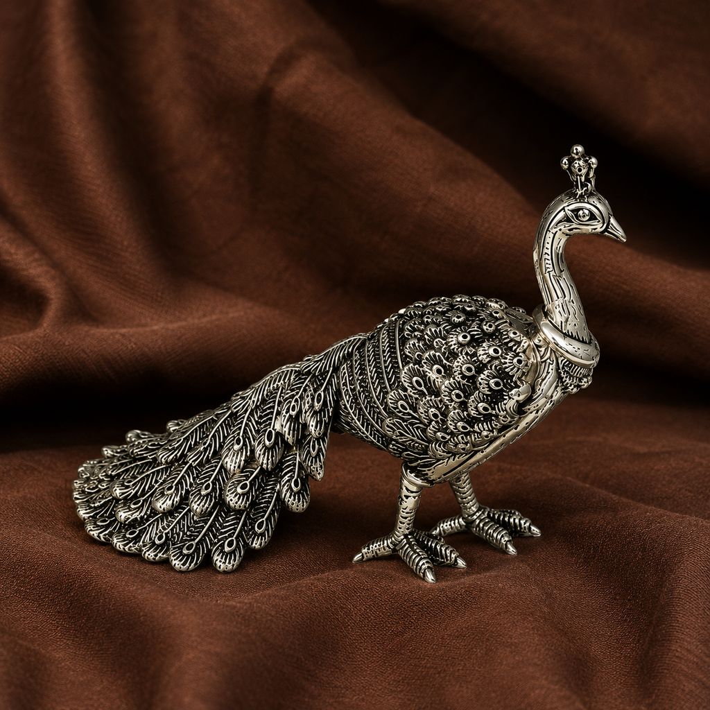 Pure Silver Peacock | 999 Silver Peacock Figurine