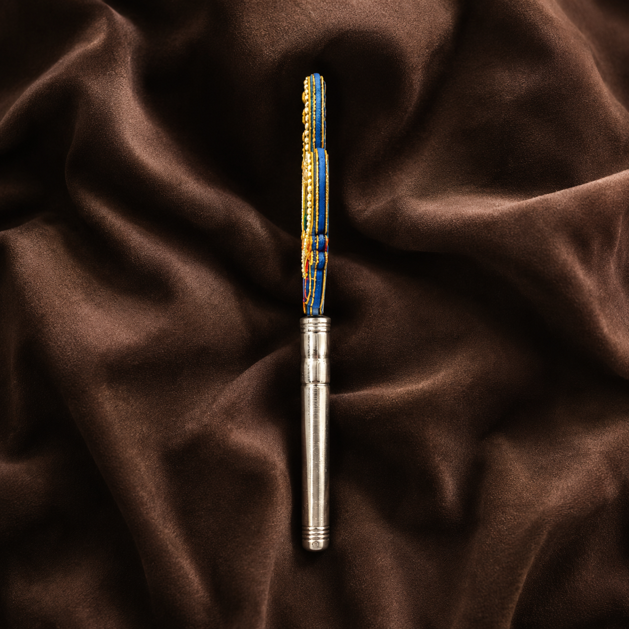 Pure Silver Mor Pankh Peacock Feather with Rod | Decorative Peacock Silver Rod
