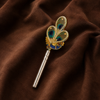 Pure Silver Mor Pankh Peacock Feather with Rod | Decorative Peacock Silver Rod