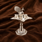 Pure Silver Peacock Diya | 999 Fine Silver Peacock Samai Lamp