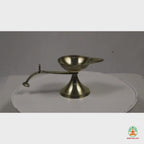Brass Arti Diya with Curved Handle | Brass Aarti Oil Lamp