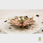 Brass and Copper Diya with Petal Base | Elegant Traditional Oil Lamp for Puja, Aarti & Home Decor | Decorative Diya for Diwali