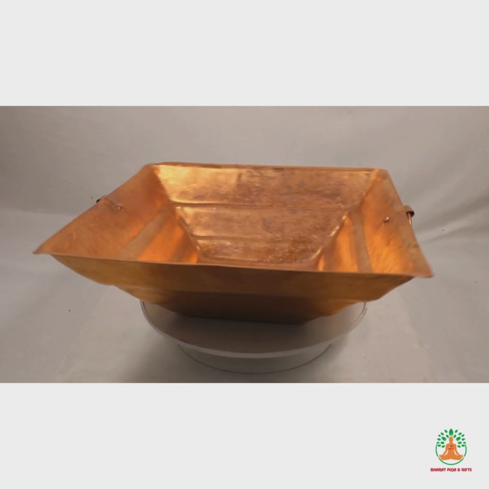 Pure Copper Hawan Kund with Handles | Handcrafted Copper Pooja Hawan Kund for Home, Temple, Rituals & Spiritual Gifting 🪔🙏