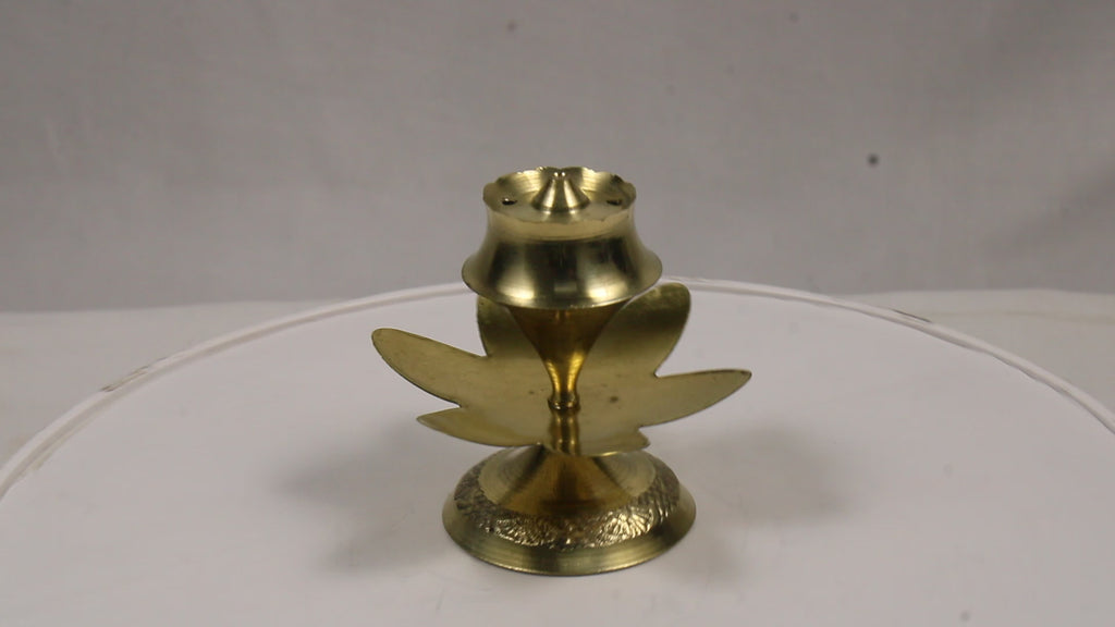Brass Agarbatti Stand Flower Design | 5 Petal Incense Stick Holder | Brass Incense Stick Stand