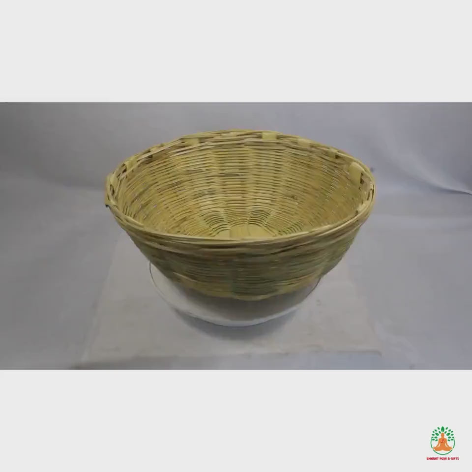 Handmade Pure Bamboo Basket Tokri | Eco-Friendly Bamboo Basket for Bihari Puja, Fruits, Vegetables, Home Temple, Kitchen & Decor