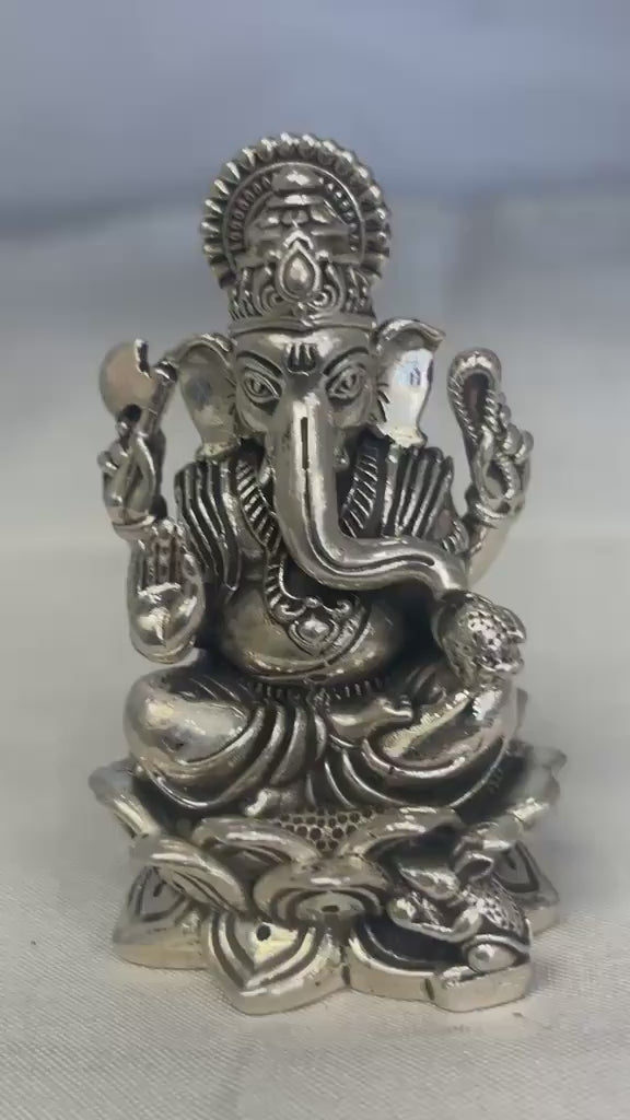 Pure Silver Ganesha Idol | 999 Silver Ganapati Idol | Silver Ganesha Murti