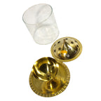 Brass Akhand Diya Lamp With cover Glass and lid premium brass handicraft for Puja Home decor