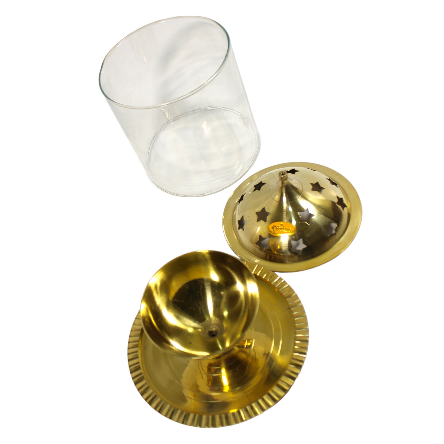 Brass Akhand Diya With Glass Lamp