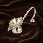 Silver Diya with Handle | Pure Silver Aarti Diya | Silver Puja Diya