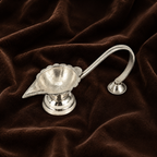 Silver Diya with Handle | Pure Silver Aarti Diya | Silver Puja Diya