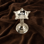Pure Silver Traditional Samai Diya | 999 Fine Silver Standing Oil Lamp for Puja & Home Temple