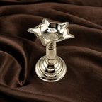 Pure Silver Traditional Samai Diya | 999 Fine Silver Standing Oil Lamp for Puja & Home Temple
