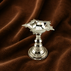 Pure Silver Lotus Samai Diya | 999 Fine Silver Standing Oil Lamp