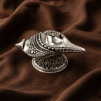 Pure Silver Shankh Diya | Sacred Conch Shaped Oil Lamp for Puja & Home Temple