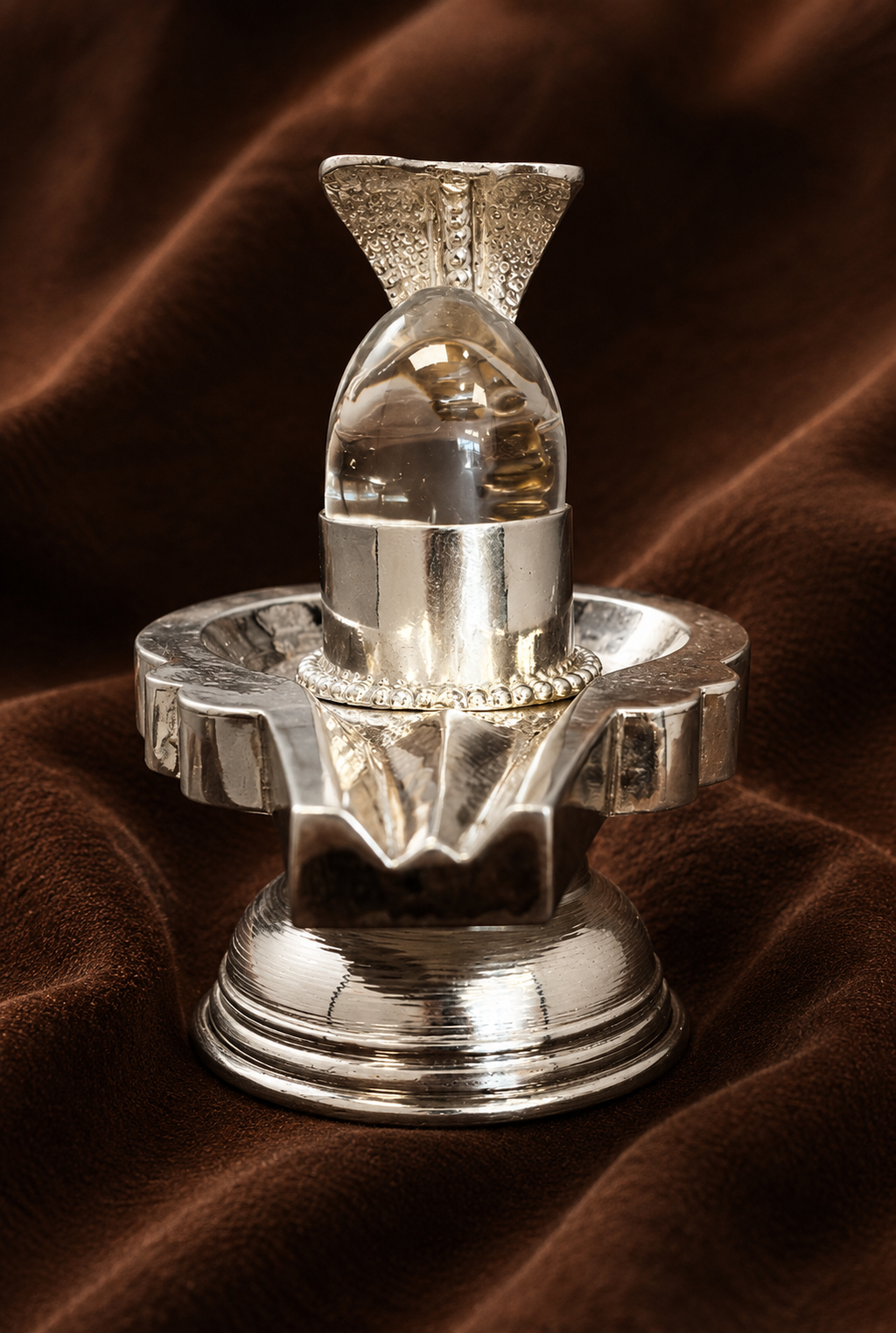 Pure Silver Shivling with Sphatik Lingam | Crystal Shiva Lingam | Silver Shiva Lingam