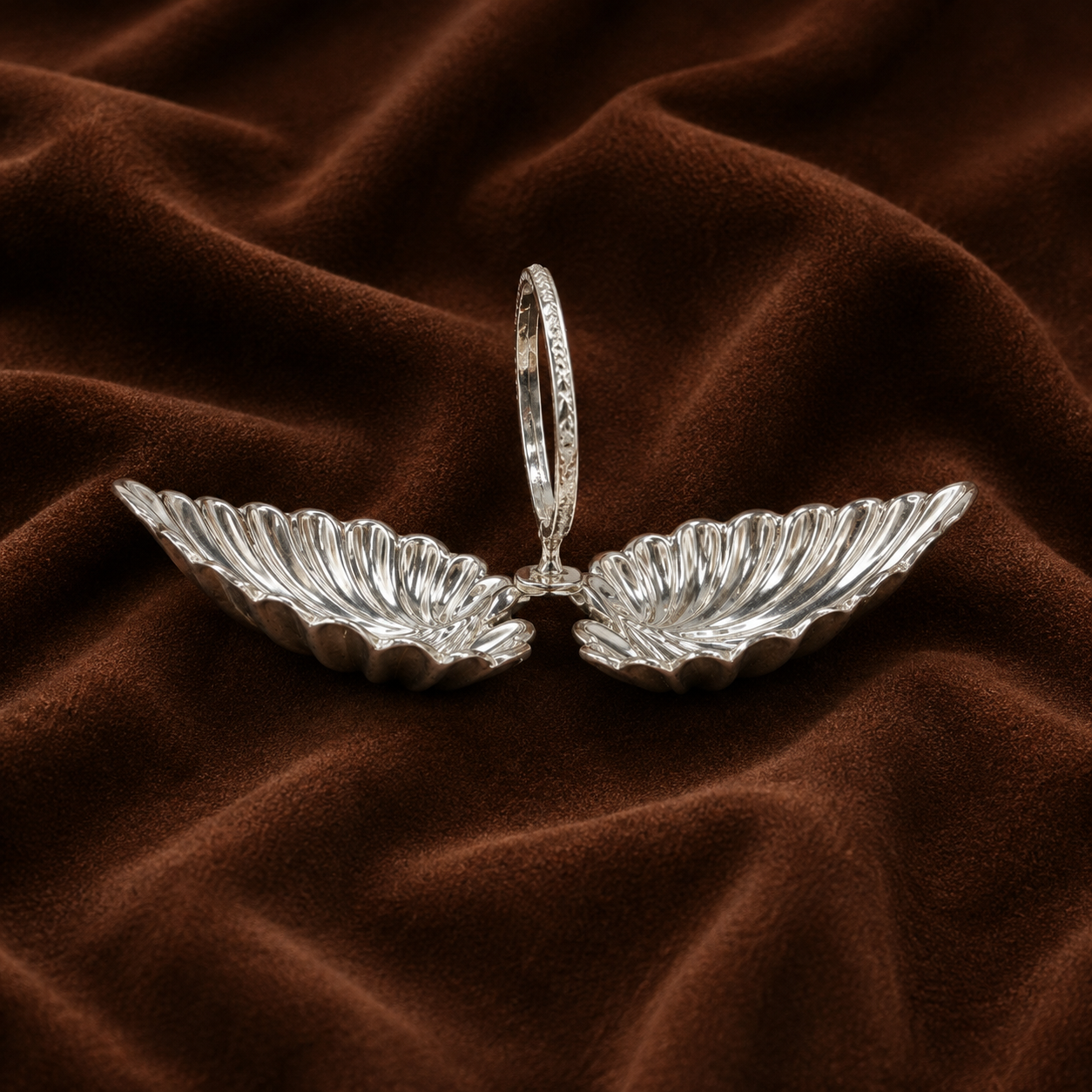 Pure Silver Twin Leaf Kumkum Holder | Elegant Haldi Kumkum Puja Set