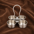 Pure Silver 4-Cup Kumkum Holder | Traditional Haldi Kumkum Puja Set