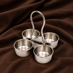 Pure Silver 4-Cup Kumkum Holder | Traditional Haldi Kumkum Puja Set