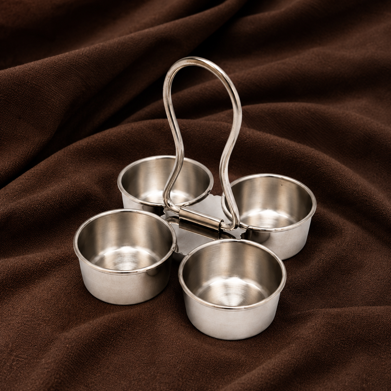 Pure Silver 4-Cup Kumkum Holder | Traditional Haldi Kumkum Puja Set