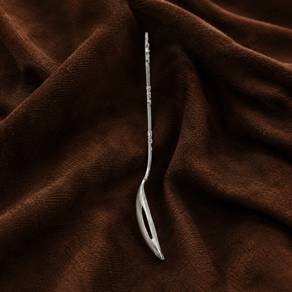 Pure Silver Puja Spoon | Traditional Ritual Spoon for Daily Worship |Silver Offering Bhoga Spoon