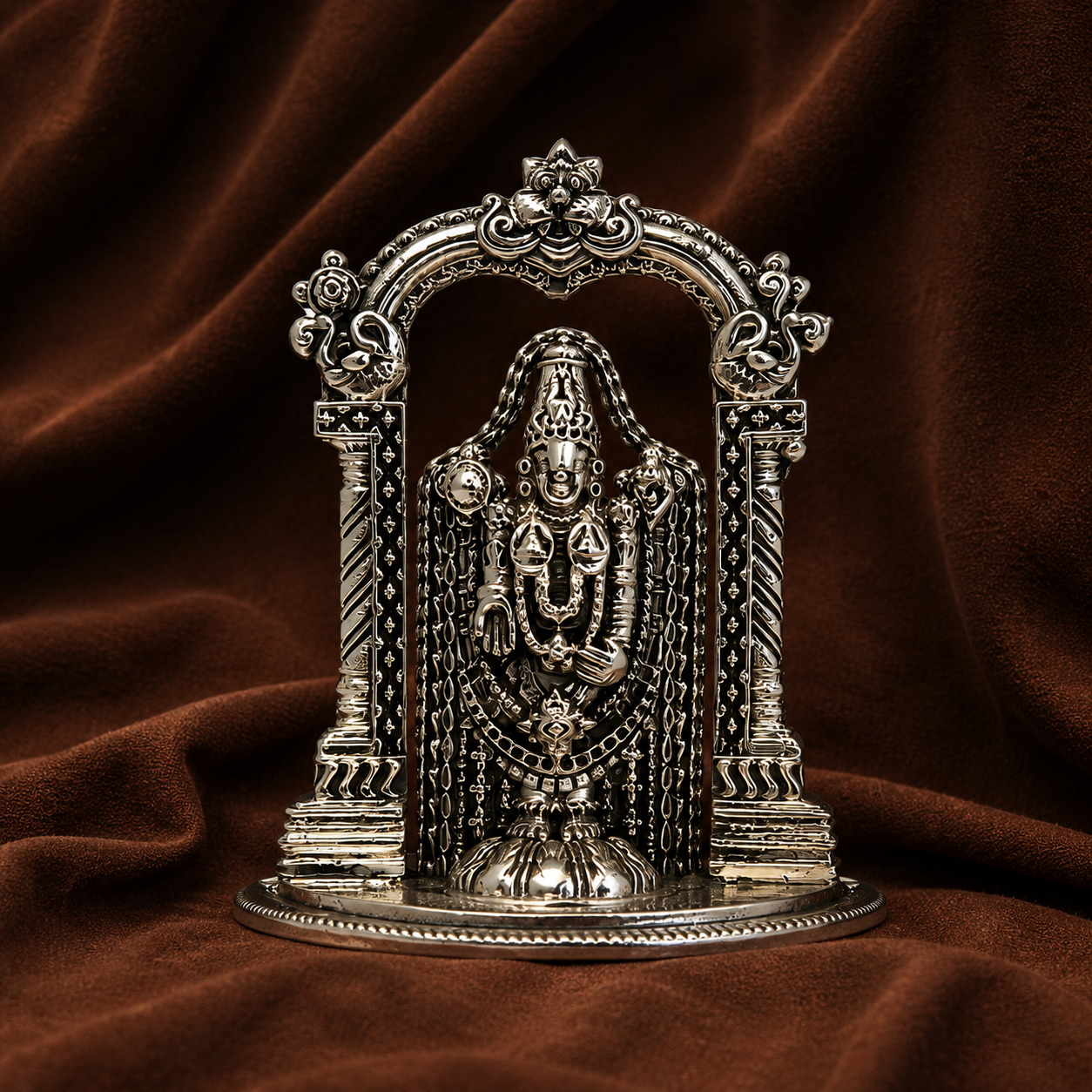 Pure Silver Balaji Idol with Prabhavali | 999 Silver Tirupati Balaji Murti with Prabhavali | Silver Venkateswara Swamy Swami Idol