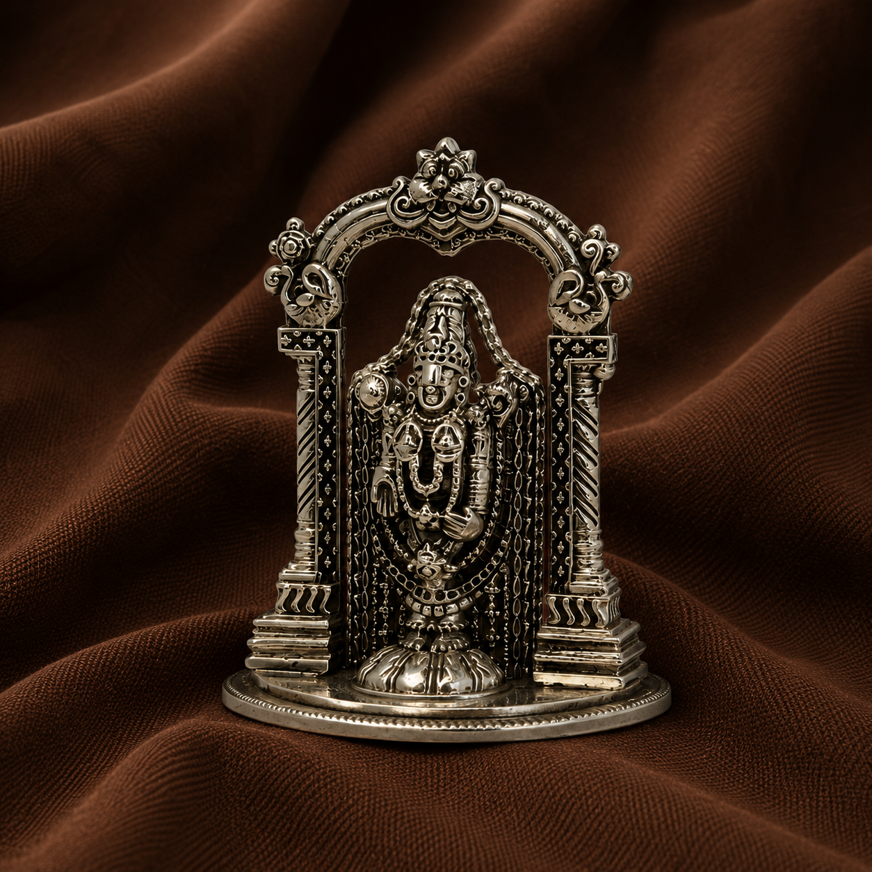 Pure Silver Balaji Idol with Prabhavali | 999 Silver Tirupati Balaji Murti with Prabhavali | Silver Venkateswara Swamy Swami Idol