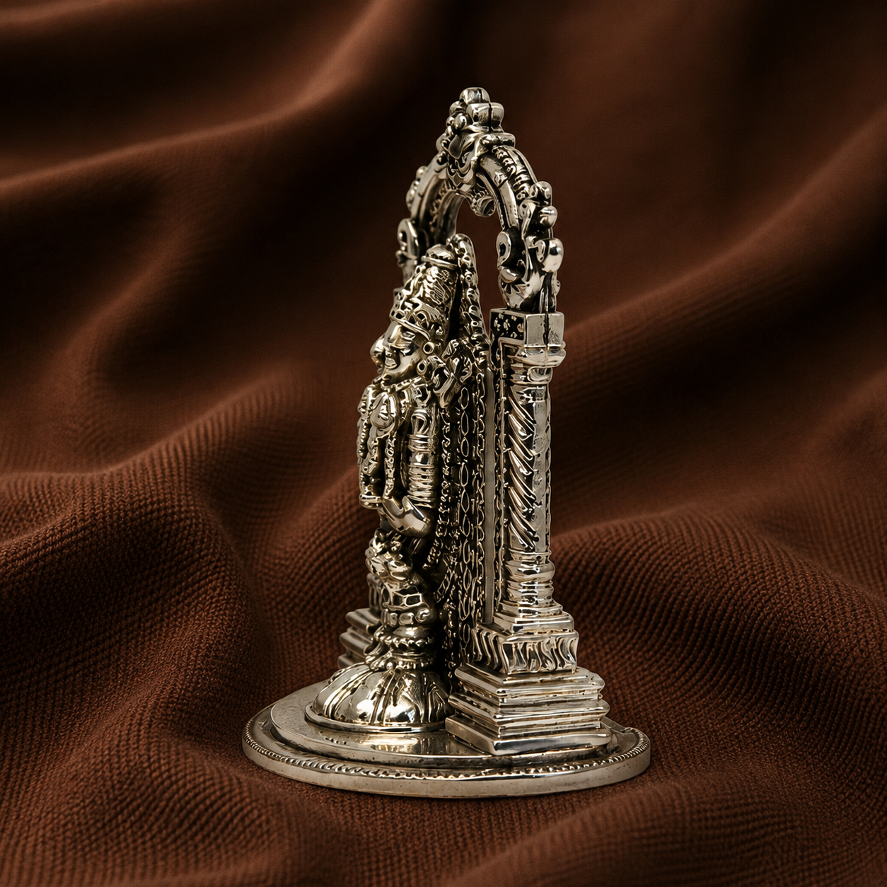 Pure Silver Balaji Idol with Prabhavali | 999 Silver Tirupati Balaji Murti with Prabhavali | Silver Venkateswara Swamy Swami Idol