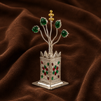 Sterling Silver Tulasi Planter | Tulsi for Puja Home Decor & Housewarming Gift