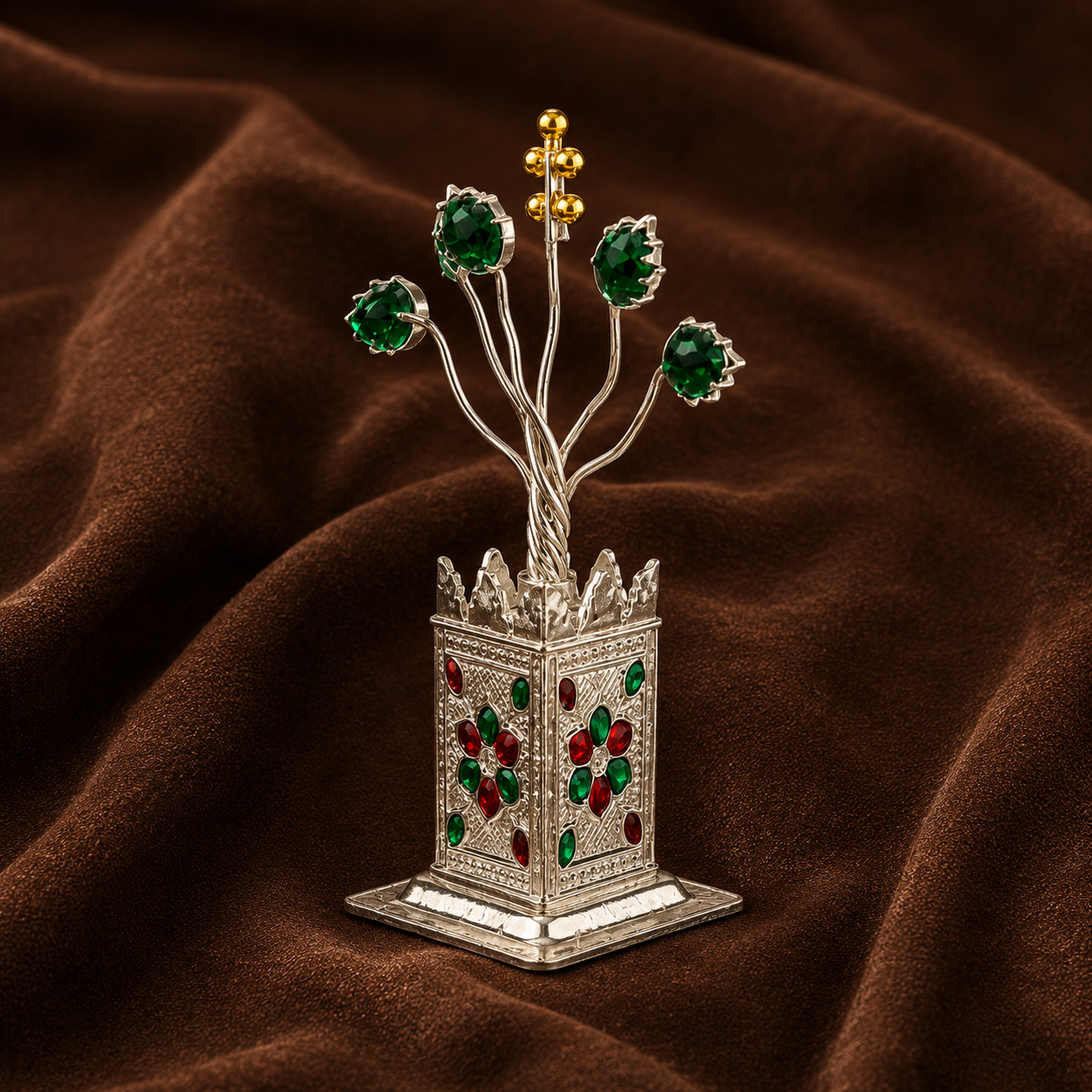 Sterling Silver Tulasi Planter | Tulsi for Puja Home Decor & Housewarming Gift