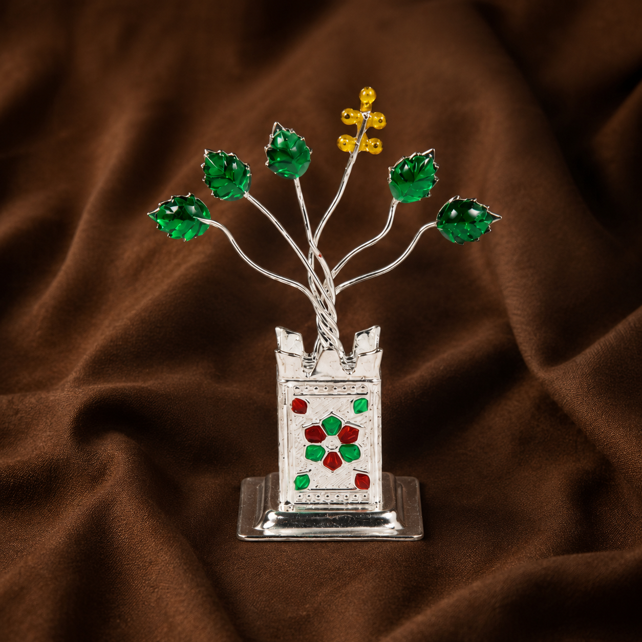 Sterling Silver Tulasi Planter | Tulsi for Puja Home Decor & Housewarming Gift