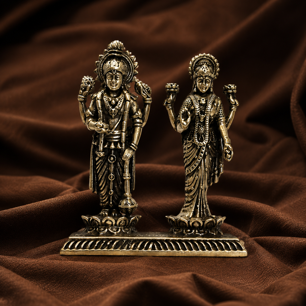 Pure Silver Laxmi and Vishnu Idol | 999 Silver Visnu Lakshmi Murti