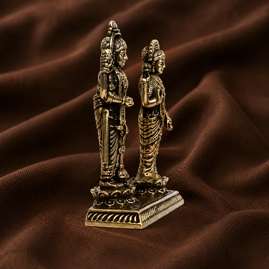 Pure Silver Laxmi and Vishnu Idol | 999 Silver Visnu Lakshmi Murti